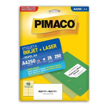 Imagem de Etiqueta inkjet/laser A4250 com 25 folhas Pimaco