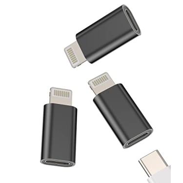 Imagem de Adaptador USB C fêmea para Lightning macho (pacote com 3) Cabo carregador tipo C conversor de porta de carregamento Thunderbolt 4 conector de cabo de carregamento para Apple para iPhone 14 13 12 11