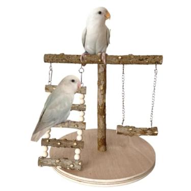 Imagem de CXYYXF Poleiro de treinamento de mesa para pássaros, brinquedo portátil de escada de papagaio, poleiros de pássaros, academia, playground para coquetéis, conures, periquitos (madeira de pimenta)