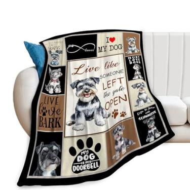 Imagem de Kylora Schnauzer Cobertor para cães Schnauzer Cobertores aconchegantes de lã flanela pelúcia leve roupa de cama para amantes de animais de estimação presentes para homens mulheres adultos para sofá