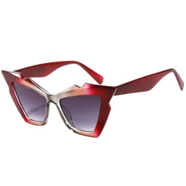Imagem de HCHES Óculos de sol retrô femininos, vermelhos, da moda, coloridos, com lentes UV400, feminino e masculino (T22148-C3)