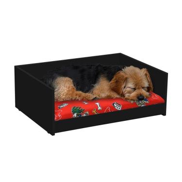 Imagem de Cama Pet Retangular Resistente Caminha Estofada Ultra Macia Almofada Removível Lavável Para Cachorro Gato D&V - Preto/Vermelho- RPM