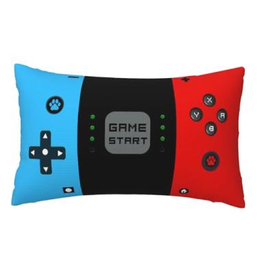 Imagem de Capas de almofada para jogos de Halloween 50 x 30 cm - Conjunto de presente para adolescentes meninos e meninas (azul. Preto.Vermelho -F.1