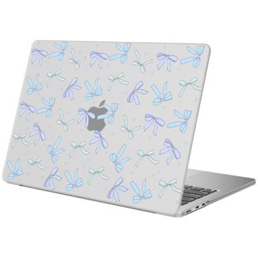 Imagem de BlHMCASE Compatível com MacBook Air de 15 polegadas 2025 2024 2023 versão M3 A3114 M2 A2941, linda capa protetora de laço azul para Mac Air 15