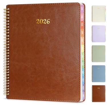 Imagem de Agenda 2025, agenda mensal Annecy semanal e mensal 2025, janeiro de 2025 a dezembro de 2025, agenda mensal de 23 x 28 cm com abas, capa de couro vegano, encadernação em espiral, bolso frente e verso