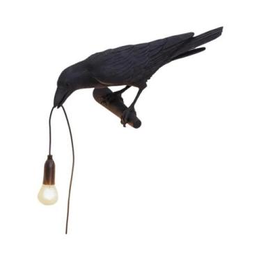 Imagem de Luminária De Parede Em Resina Corvo Pássaro Da Sorte, Luz Noturna Para