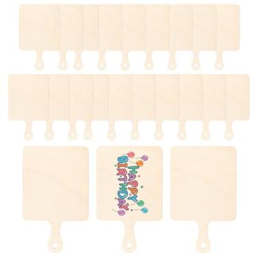 Imagem de 24 peças de mini tábuas de corte de madeira com alça, artesanato de madeira inacabada, mini tábuas de charcutaria, tábuas de cortar bolo de pão, bandejas de pá para servir frutas, artesanato, faça