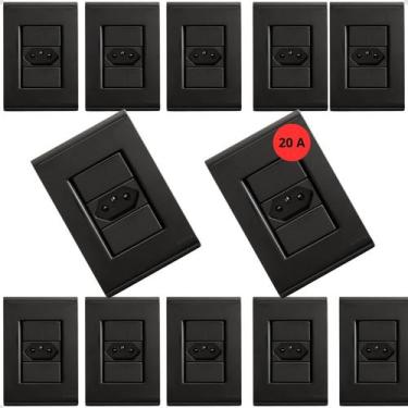 Imagem de Kit 12 Tomada Simples 20A Grafite Tramontina Liz, Grafite