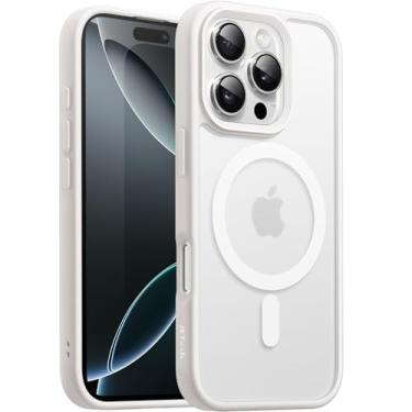 Imagem de JETech Capa Magnética para iPhone 16 Pro Max 6,9 Polegadas Compatível com MagSafe, Case de Telefone Fina e à Prova de Choque com Capinha Parte Traseira Fosca Translúcida (Titânio Branco)