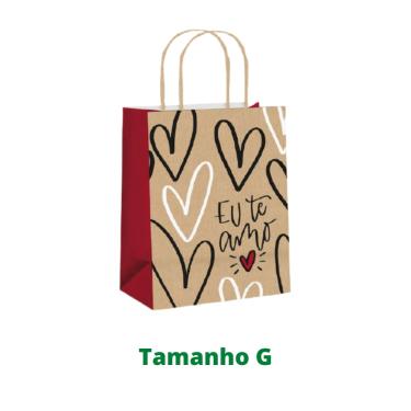 Imagem de Sacola Kraft 32x26,5x13cm Te amo Tam G Cromus