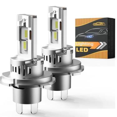 Imagem de AOUKKL Lâmpadas de farol de neblina H4, super brilhante 6500K branco frio, 700% mais brilhante do que halogênio, Plug & Play, tamanho mini ajuste direto, pacote com 2