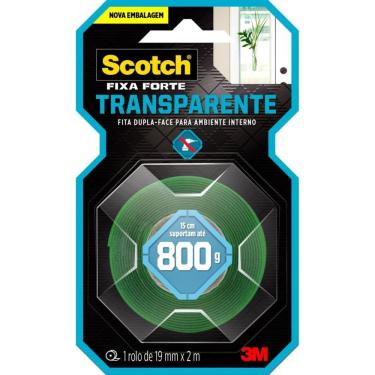 Imagem de Fita Dupla Face Fixa Forte Silicone Transparente 19mmx2m 3m