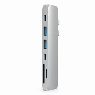 Imagem de Satechi Adaptador de hub profissional tipo C de alumínio – Thunderbolt 3 (40 Gbs), HDMI 4K, carregamento pass-through, leitor de cartão SD/Micro, 2 portas USB 3.0 para MacBook Pro 2016/2017 de 13