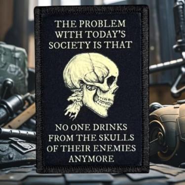 Imagem de Today's Society... Patch de caveira - Remendos engraçados de meme, patch de moral tático militar com fecho de , adesivos para mochilas, uniformes militares, jeans, jaquetas, coletes, chapéus e mais