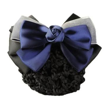 Imagem de Malha Flor Laço Crochê Laço Bun Net Presente para Mãe Clipe de Cabelo Para Atendentes de Luz Enfermeiras Acessórios de Cabelo Senhora Mulheres