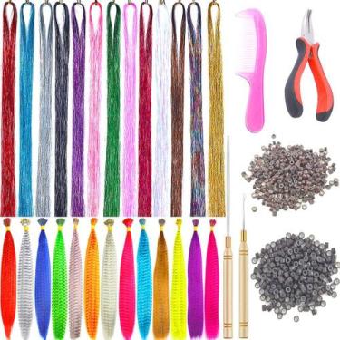 Imagem de Kit de enfeites de cabelo XIAO TAO ZI 2600 Strands 110 cm com ferramen