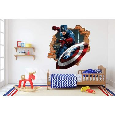 Imagem de Adesivo De Parede Buraco Capitão America