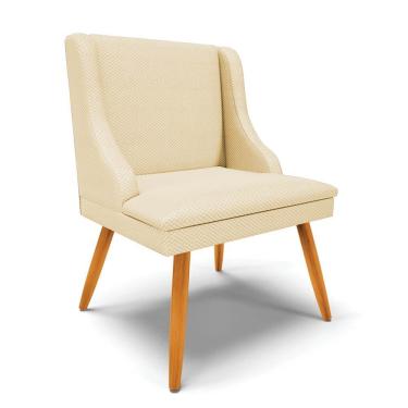 Imagem de Cadeira Estofada para Sala de Jantar Pés Palito Lia Veludo Off White Luxo - Ibiza