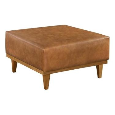 Imagem de Puff Dubai Retangular Centro Corino Luxo Decor, para Sala de Estar - Lar Estilo (Caramelo)