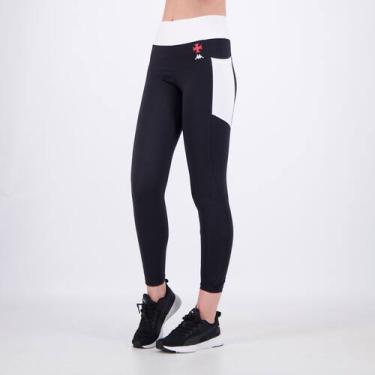 Imagem de Calça Legging Kappa Vasco Supp Color Feminino Preto e Branco, P