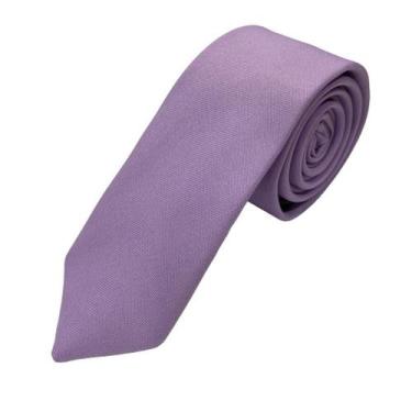 Imagem de Kit com 5 gravatas lavanda tecido oxford slim - Dmais Gravatas