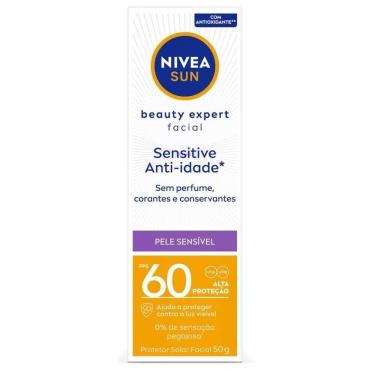 Imagem de Protetor Solar Facial Nivea Sun Beauty Expert FPS 60 Sensitive Anti-idade 50g