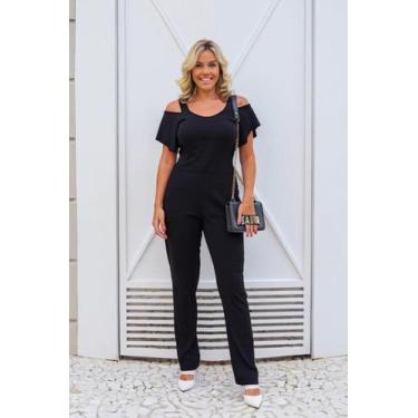 Imagem de Macacão com Bolso e Ombro de Fora - luh may, Preto, P