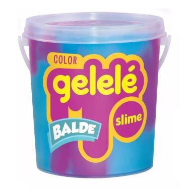 Imagem de Balde Slime Color Gelelé Doce Brinquedo 457G 2 Cores Azul E
