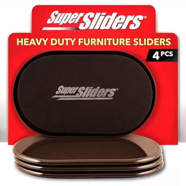 Imagem de Super Sliders Deslizadores ovais reutilizáveis para móveis para carpete de 14 cm x 24 cm - Movimento sem esforço e proteção de superfície, marrom (pacote com 4)