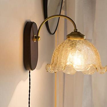 Imagem de Luminária de parede vintage com encaixe, arandela de madeira, abajur de vidro, luminária rústica de parede, lanterna de fazenda, arandelas de parede E27 antigas para sala de estar, quarto e