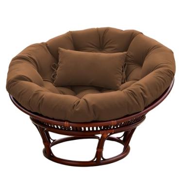 Imagem de BCKNT Almofada de cadeira redonda Papasan espessa com encosto de cabeça, almofada de assento confortável para pendurar e pendurar para pátio de jardim externo e interno (sem assentos)