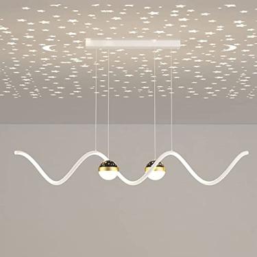 Imagem de Lustre LED 30W, regulável, com controle remoto, lustre, sala de estar, sala de jantar, personalidade criativa, bar de teto estrelado, lustre longo ondulado, cafeteria, escritório, 39,3 pol.