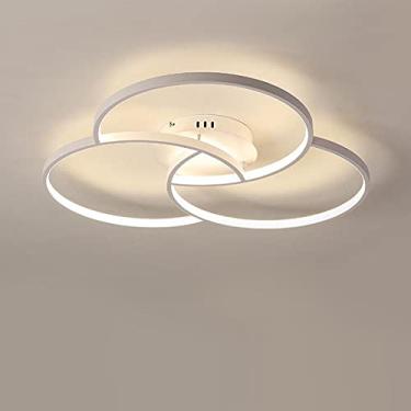Imagem de Luminária de teto LED para quarto, lustre moderno regulável, luminárias LED embutidas, controle remoto, luminárias de acrílico branco, 29〃(74 cm), iluminação de teto com design criativo para