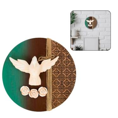 Imagem de Enfeite Redondo Divino Espírito Santo Madeira Artesanal Parede e Mesa Decorativo Religioso (Espírito Santo)