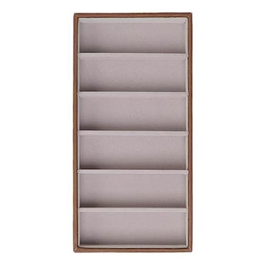 Imagem de Organizador de exibição de óculos de madeira maciça com 6 compartimentos Bandeja de armazenamento de óculos de sol Design moderno visível para decoração de escritório doméstico