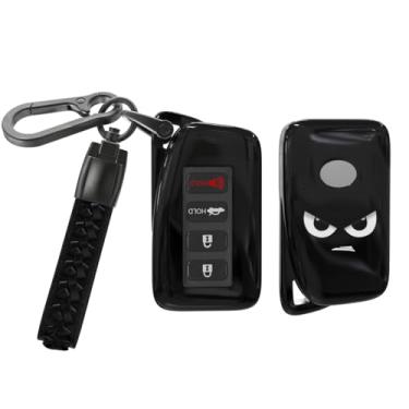 Imagem de ACEBOY Capa protetora de chave Chevy, capa protetora de chave de TPU macio com chaveiro de couro para Silverado 1500/2500/3500 HD Colorado Tahoe Suburban GMC Sierra Yukon (preto, para Chevr0let tipo D