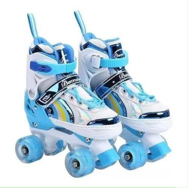 Imagem de Patins Infantil 4 Rodas ARCO IRIS Com Luz De Led Top Patins Criança Me