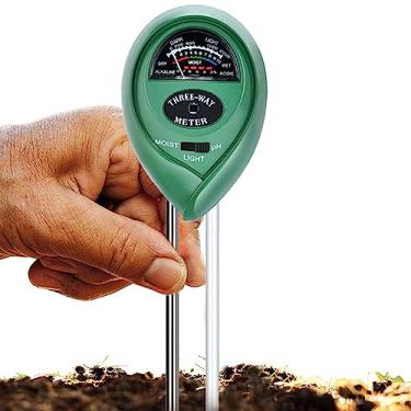 Imagem de LEEZDTTXAN Testador de solo 3 em 1, medidor portátil de sensor de solo, kit de testador de solo de planta com pH de luz de umidade, sem necessidade de bateria para uso doméstico e externo (três em um)