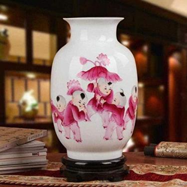 Imagem de Vaso Grave Indispensável Decoração Requintada Excelente Porcelana Jingdezhen Cerâmica Flor Branca Adições Vegetação Porcelana Pastel 32 x 22 cm para Flores