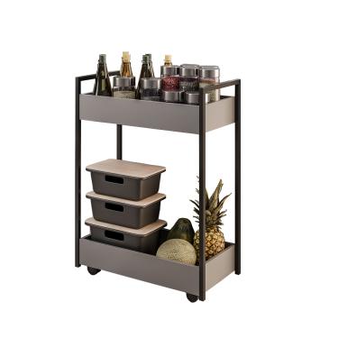 Imagem de Carrinho Gourmet Auxiliar para Cozinha 2 Prateleiras Noah Grafite/Preto M13 - D'Rossi