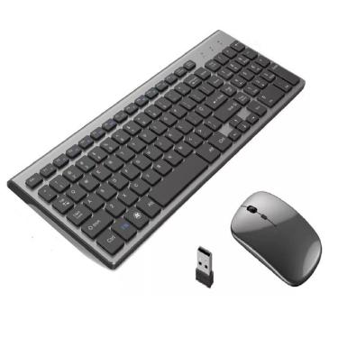 Imagem de Kit Teclado e Mouse Wifi 2.4Ghz Slim Com Bateria Interna TE117