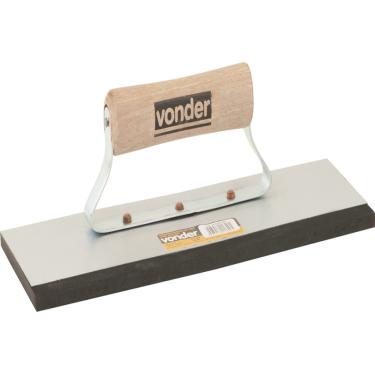 Imagem de Desempenadeira Aço Lisa 9,5x30cm Cabo Madeira Fechado Com Bo