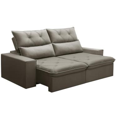 Imagem de Sofá Retrátil Reclinável Para Sala 3 Lugares 210cm Aires F04 Veludo Marrom Claro - Lyam Decor