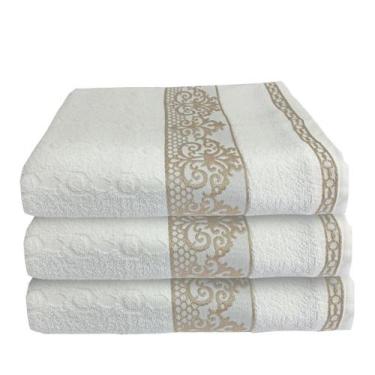 Imagem de Kit 3 Toalha De Banho Jacquard Branca Hotel Salão Spa Ohana - Dugu