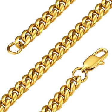 Imagem de GOLDCHIC JEWELRY Corrente cubana grossa de aço inoxidável Miami, colar masculino, verniz protetor pulverizado que outras correntes protegem contra desbotamento e oxidação, 6 mm/10 mm/14 mm de largura,
