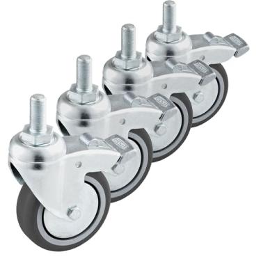 Imagem de Rodas giratórias para suportes Gong/Tam Tam, conjunto de 4 — FEITO NA ALEMANHA — Travável e resistente, garantia de 2 anos