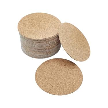 Imagem de pson 50 peças de folhas de suporte autoadesivas de cortiça de 9,5 cm para artesanato DIY, porta-copos e decoração de casa