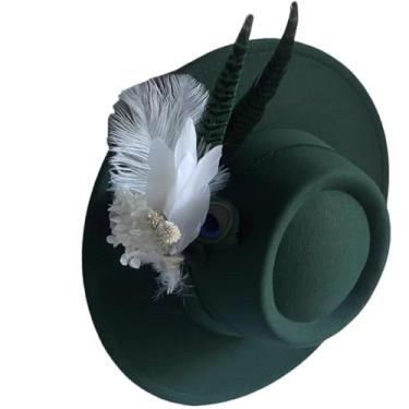 Imagem de Chapéu Fedora feminino de aba larga - Chapéus Panamá para festa 2025, Verde H, One Size-Medium