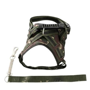 Imagem de Coleira peitoral para cachorro reforçada com nome na guia cachorro de pequeno mdio e grande porte para passeios com mola(CAMUFLADO,P)