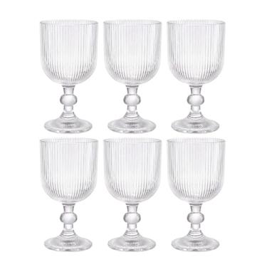 Imagem de Conjunto de Taças Canelada com 6 Peças em Vidro Transparente de 380ml - Taças Elegantes para Água e Vinho - Perfeito para Jantares, Almoços, Festas e todos os momentos - Design Sofisticado e Durável